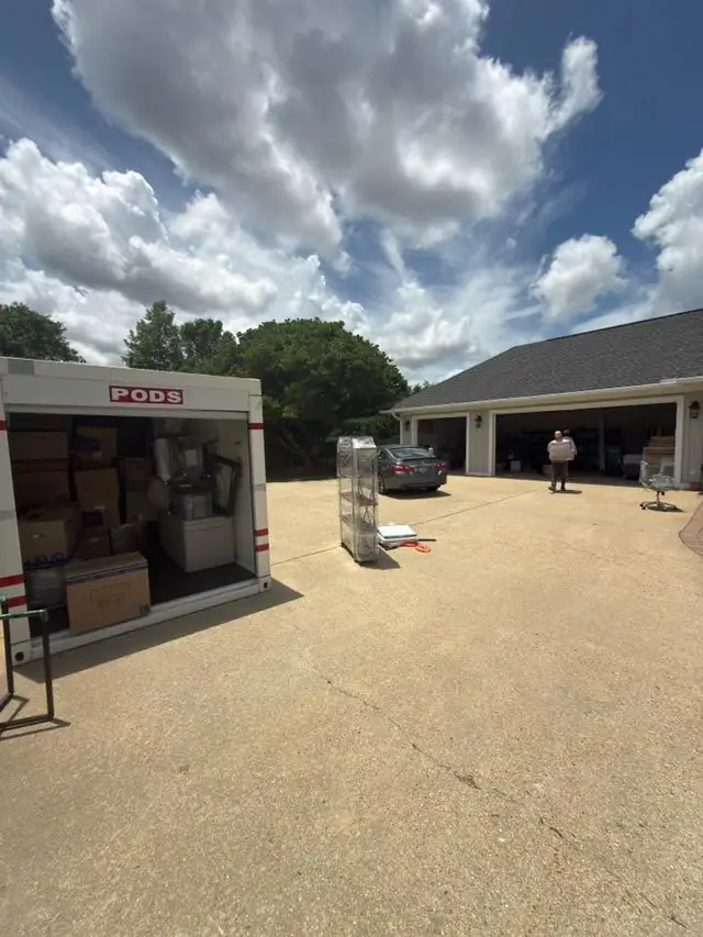 PODS container in a driveway ready for loading